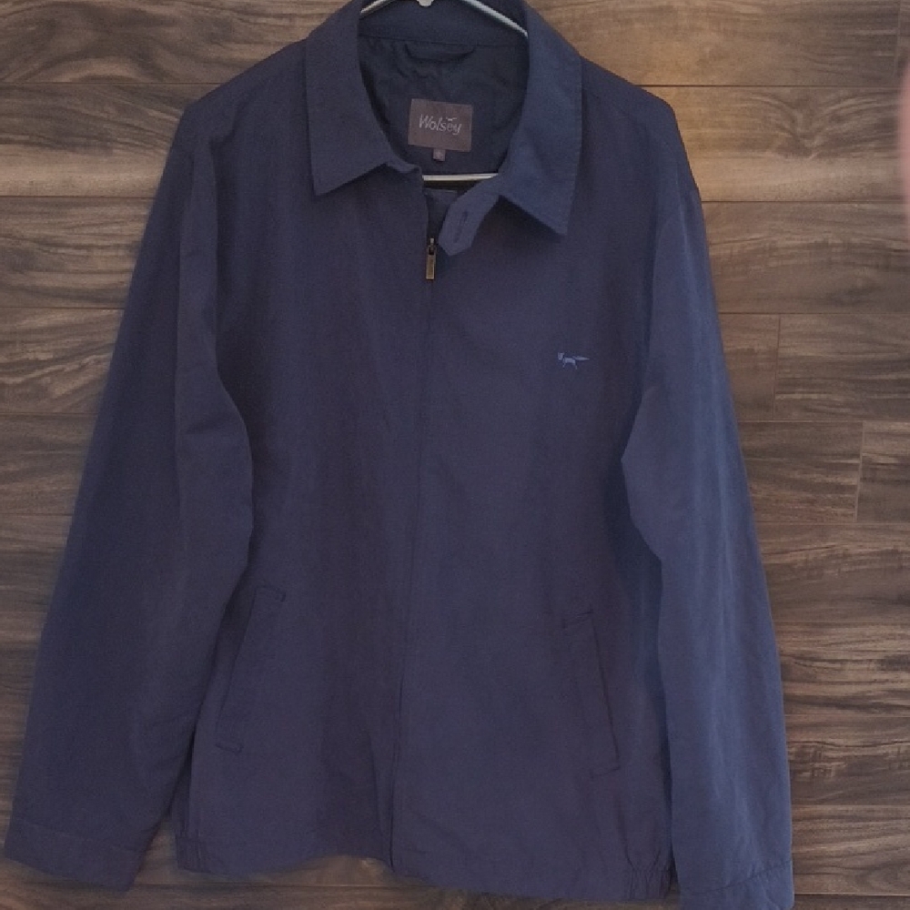 Wolsey Heritage Blue Harrington Bomber Jacket - Size Men's Large - Navy Fox Logo
